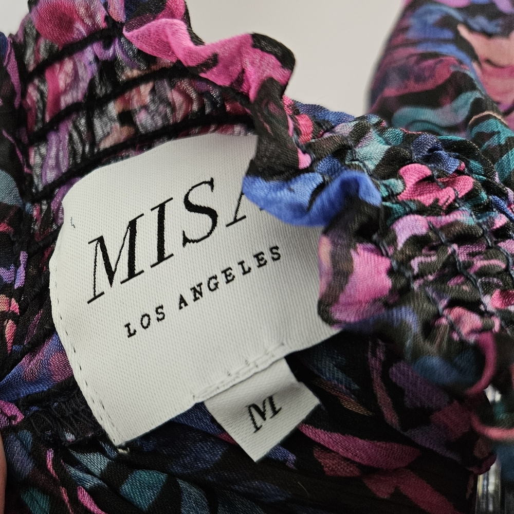 Misa Rosalinda semi-sheer blouse rose and blue - Picture 3 of 8